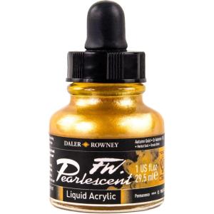 image:imageDalerRowney FW Pearlescent and Shimmering Liquid Acrylic Autumn Gold 1 oz