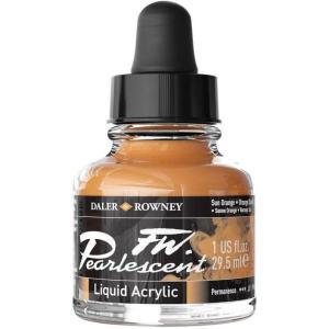 image:imageDalerRowney FW Pearlescent and Shimmering Liquid Acrylic Sun Orange 1 oz