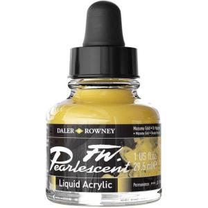 image:imageDalerRowney FW Pearlescent and Shimmering Liquid Acrylic mazuma Gold 1 oz