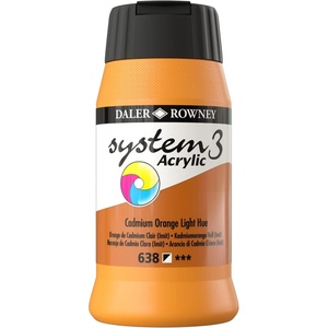 image:imageDaler Rowney System 3 Acrylic Paint  500 ml Rouge FluorescentOrange Cadmium Clair
