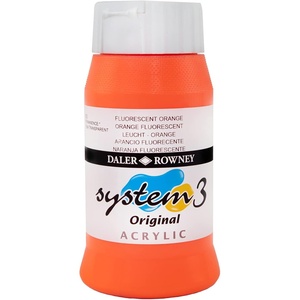 image:imageDaler Rowney System 3 Acrylic Paint  500 ml Rouge FluorescentOrange Fluorescent