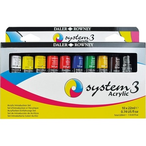 image:imageDaler Rowney System3 6Tube Acrylic Paint Set for Adults  Acrylic Painting Supplies for Artists and Students  Acrylic Paints for Murals Canvas and More  Art Paints for Any Skill Set10 Pack Intro  Medium Body
