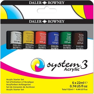image:imageDaler Rowney System3 6Tube Acrylic Paint Set for Adults  Acrylic Painting Supplies for Artists and Students  Acrylic Paints for Murals Canvas and More  Art Paints for Any Skill Set6 Pack Starter  Medium Body
