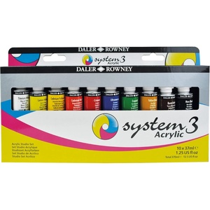 image:imageDaler Rowney System3 6Tube Acrylic Paint Set for Adults  Acrylic Painting Supplies for Artists and Students  Acrylic Paints for Murals Canvas and More  Art Paints for Any Skill Set10 Pack  Medium Body
