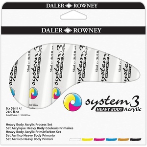 image:imageDaler Rowney System3 6Tube Heavy Body Acrylic Paint Process Set  59ml Acrylic Paint Tubes for Artists and Students  Artist Paint for Canvas Murals and More  Thick Acrylic Paint for All Skill Sets6 Pack  Heavy Body