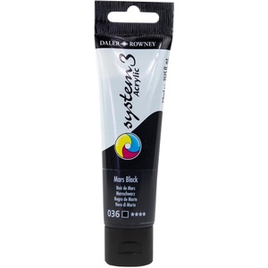 image:imageDaler Rowney System3 Acrylic Paint Plastic Tube 2oz  59 ml Process Yellow036 Mars Black
