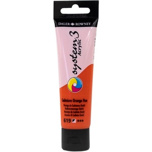 image:imageDaler Rowney System3 Acrylic Paint Plastic Tube 2oz  59 ml Process Yellow619 Cadmium Orange Hue