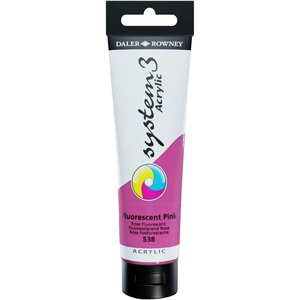 image:imageDalerRowney System 3 Acrylic 150 ml Tube  Cadmium Red Deep HueFluorescent Pink