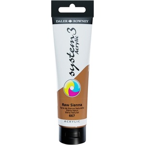 image:imageDalerRowney System 3 Acrylic 150 ml Tube  Cadmium Red Deep HueRaw Sienna