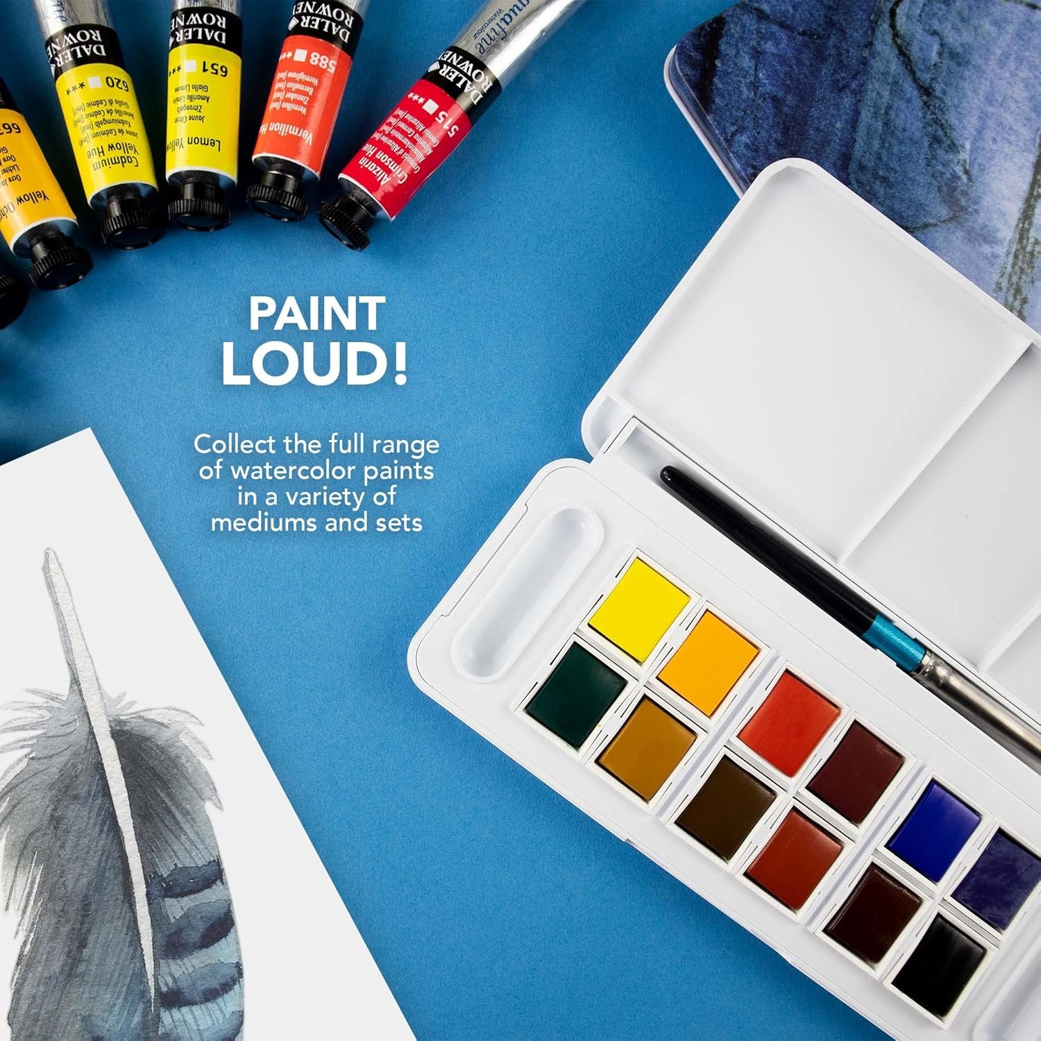 image:imageDalerRowney Aquafine Watercolor Paint Set Shayda Campbell Artist Palette Plastic Travel Set 24 Half Pans Assorted Colors 1 Count12 Count Pack of 1