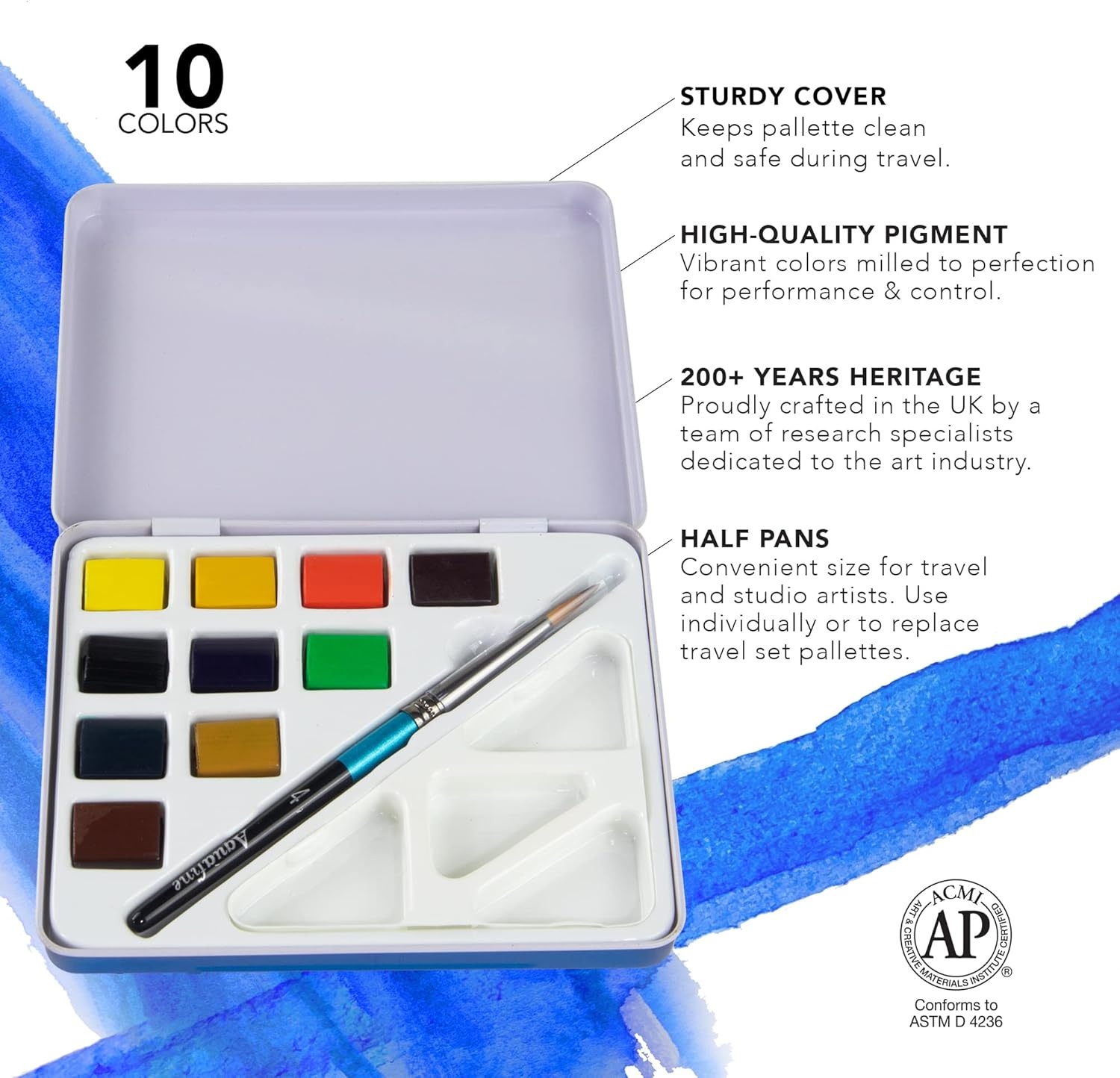 image:imageDalerRowney Aquafine Watercolor Paint Set Shayda Campbell Artist Palette Plastic Travel Set 24 Half Pans Assorted Colors 1 Count12 Piece Pack of 1