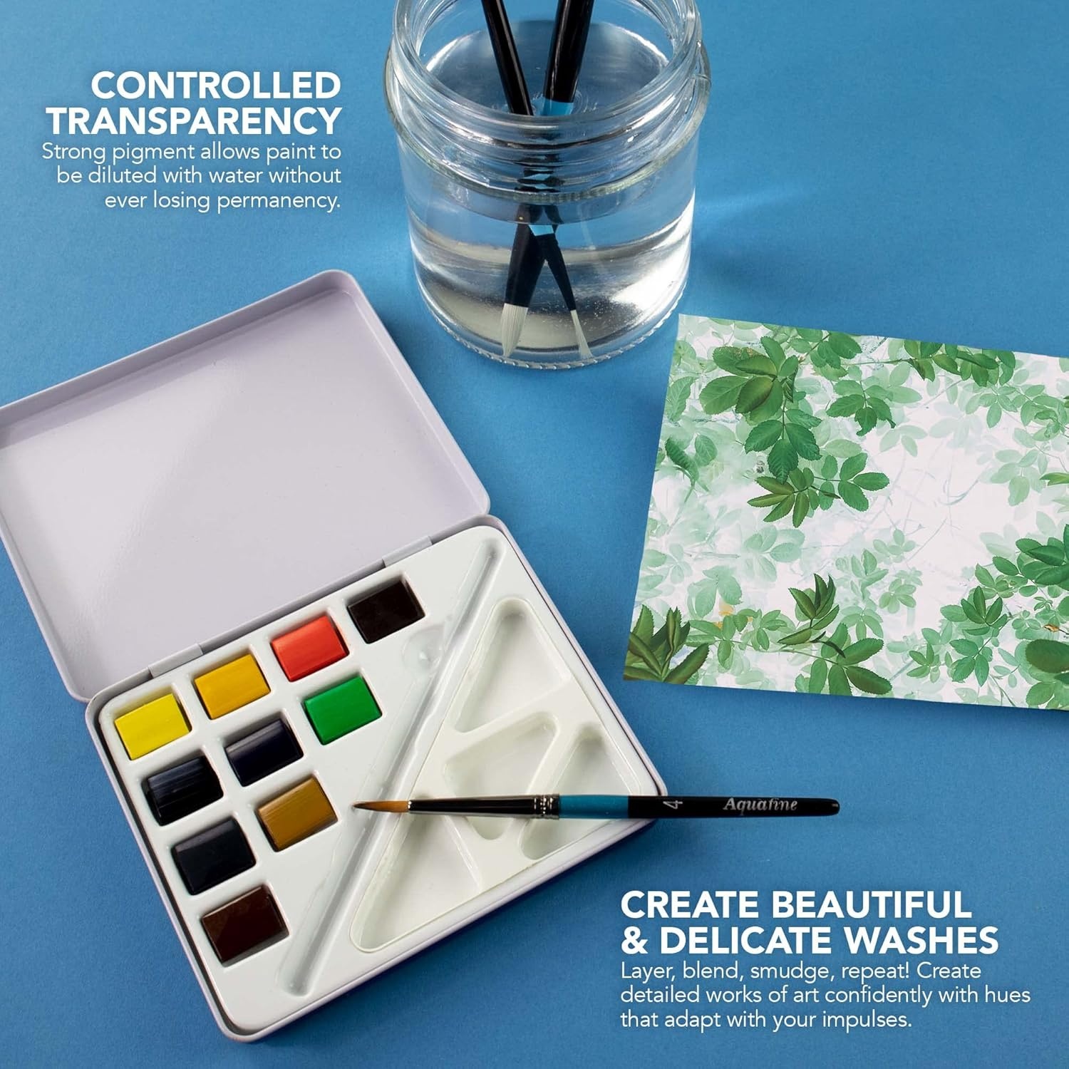 image:imageDalerRowney Aquafine Watercolor Paint Set Shayda Campbell Artist Palette Plastic Travel Set 24 Half Pans Assorted Colors 1 Count12 Piece Pack of 1