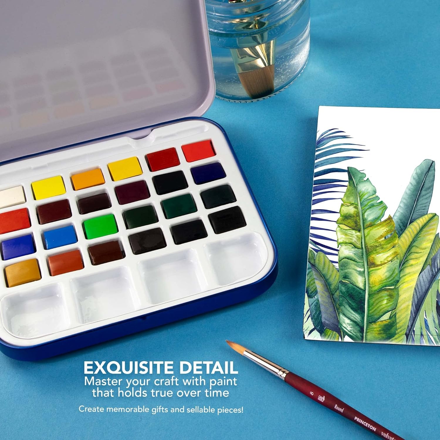 image:imageDalerRowney Aquafine Watercolor Paint Set Shayda Campbell Artist Palette Plastic Travel Set 24 Half Pans Assorted Colors 1 Count24 Count Pack of 1