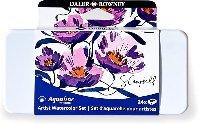 image:imageDalerRowney Aquafine Watercolor Paint Set Shayda Campbell Artist Palette Plastic Travel Set 24 Half Pans Assorted Colors 1 Count24 Count Pack of 1