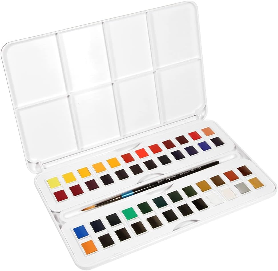 image:imageDalerRowney Aquafine Watercolor Paint Set Shayda Campbell Artist Palette Plastic Travel Set 24 Half Pans Assorted Colors 1 Count48 Count Pack of 1