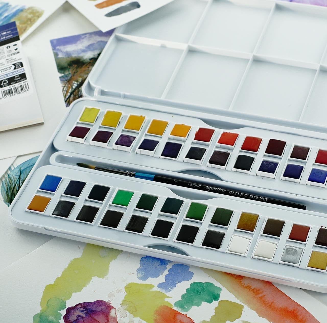 image:imageDalerRowney Aquafine Watercolor Paint Set Shayda Campbell Artist Palette Plastic Travel Set 24 Half Pans Assorted Colors 1 Count48 Count Pack of 1