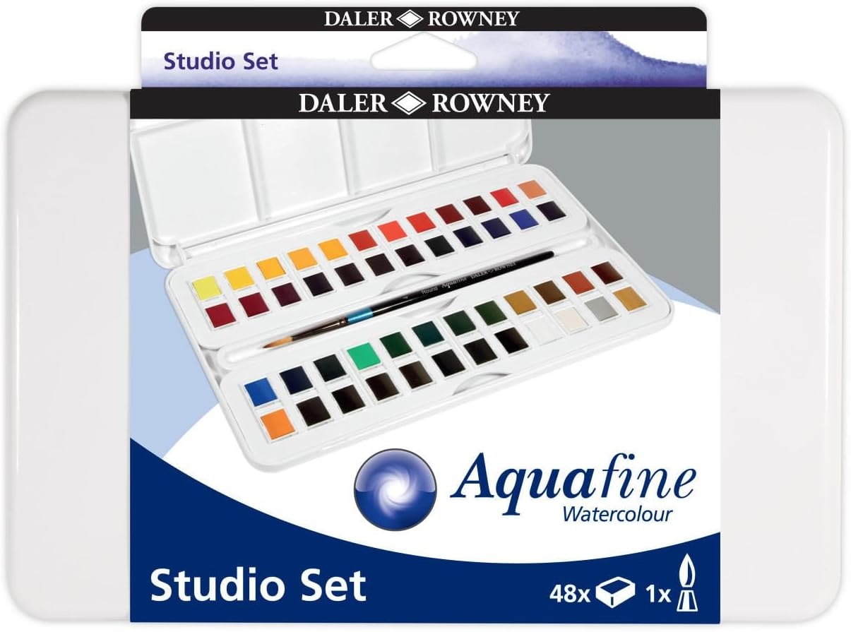 image:imageDalerRowney Aquafine Watercolor Paint Set Shayda Campbell Artist Palette Plastic Travel Set 24 Half Pans Assorted Colors 1 Count48 Count Pack of 1