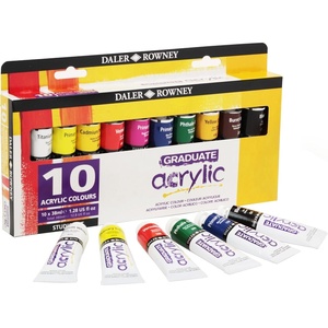 image:imageDaler Rowney Graduate Acrylic Paint Set 10Tube Assorted Colors 38ml  Acrylic Painting Supplies for Artists and Students  Acrylic Paints for Panels Canvas Paper and More1 Count Pack of 1