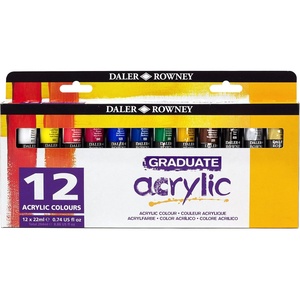 image:imageDaler Rowney Graduate Acrylic Paint Set 12Tube Assorted Colors 22ml  Acrylic Painting Supplies for Artists and Students  Acrylic Paints for Panels Canvas Paper and More1 Count Pack of 1