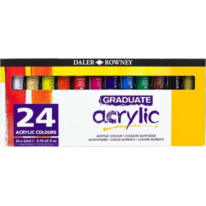 image:imageDaler Rowney Graduate Acrylic Paint Set 24Tube Assorted Colors 22ml  Acrylic Painting Supplies for Artists and Students  Acrylic Paints for Panels Canvas Paper and More1 Count Pack of 1