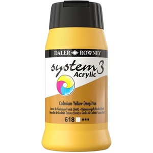 image:imageDaler Rowney System 3 Acrylic Colour 500 ml Tubs by Cadmium Yellow Deep Hue