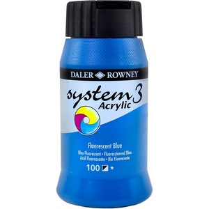 image:imageDaler Rowney System3 Acrylic Paint Plastic Pot 1691oz  500 ml Fluorescent Blue