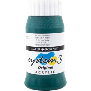 image:imageDaler Rowney System3 Acrylic Paint Plastic Pot 1691oz  500 ml Phthalo Green