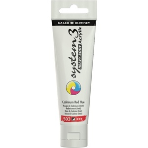 image:imageDaler Rowney System3 Cadmium Red Hue Heavy Body Acrylic Paint  59ml Art Paint for Artists and Students  Artist Paint for Canvas Murals and More  Thick Acrylic Paint for All Skill Sets