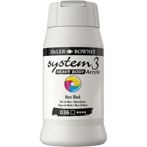 image:imageDaler Rowney System3 Mars Black Heavy Body Acrylic Paint 500ml  Art Paint for Artists and Students  Artist Paint for Canvas Murals and More  Thick Acrylic Paint for All Skill Sets