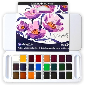 image:imageDalerRowney Aquafine Watercolor Paint Set Shayda Campbell Artist Palette Plastic Travel Set 24 Half Pans Assorted Colors 1 Count24 Count Pack of 1