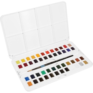 image:imageDalerRowney Aquafine Watercolor Paint Set Shayda Campbell Artist Palette Plastic Travel Set 24 Half Pans Assorted Colors 1 Count48 Count Pack of 1