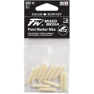 image:imageFW Mixed Media Paint Markers  Two Empty Markers with 24 mm Round Paint Marker Nibs  Empty Paint Pen 2Pack with Extra Nibs for Liquid Media  Medium Barrel Refillable Paint Pens for Bold Lines26MM Chisel  Nibs