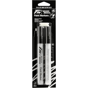 image:imageFW Mixed Media Paint Markers  Two Empty Markers with 24 mm Round Paint Marker Nibs  Empty Paint Pen 2Pack with Extra Nibs for Liquid Media  Medium Barrel Refillable Paint Pens for Bold Lines24MM Round  Marker