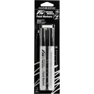 image:imageFW Mixed Media Paint Markers  Two Empty Markers with 24 mm Round Paint Marker Nibs  Empty Paint Pen 2Pack with Extra Nibs for Liquid Media  Medium Barrel Refillable Paint Pens for Bold Lines2X1 12MM Round  Marker