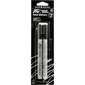 image:imageFW Mixed Media Paint Markers  Two Empty Markers with 24 mm Round Paint Marker Nibs  Empty Paint Pen 2Pack with Extra Nibs for Liquid Media  Medium Barrel Refillable Paint Pens for Bold Lines13MM Chisel  Marker