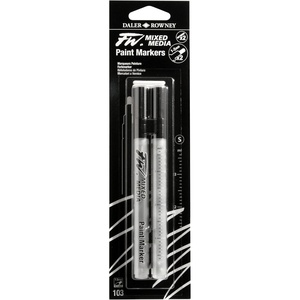 image:imageFW Mixed Media Paint Markers  Two Empty Markers with 24 mm Round Paint Marker Nibs  Empty Paint Pen 2Pack with Extra Nibs for Liquid Media  Medium Barrel Refillable Paint Pens for Bold Lines12MM Round  Marker