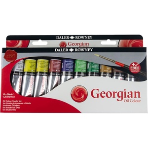 image:imageDalerRowney Georgian 10Tube Studio Artist Oil Paint Set  Painting Set for Canvas Paper and More  Oil Painting Supplies for Artists and Students  Oil Paints for All Skill Sets10 Pack Studio