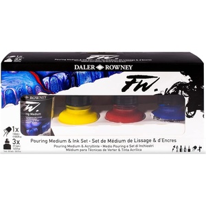 image:imageDalerRowney FW 295ml Pouring Ink Set with Medium  Acrylic Pouring Paint Supplies for Artists and Students  Vivid HighFlow Artist Paint Set for Canvas and More