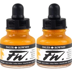 image:imageDalerRowney FW Acrylic Artists Ink 1 oz Indian Yellow 1600296431 fl oz Pack of 2