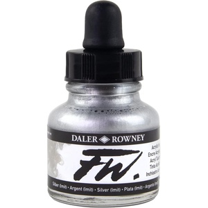 image:imageDalerRowney FW Acrylic Ink Bottle Silver Imitation  Versatile Acrylic Drawing Ink for Artists and Students  Permanent Calligraphy Ink  Archival Ink for Illustrating and More