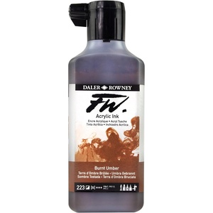 image:imageDalerRowney FW Acrylic Ink Plastic Bottle 609oz  180 ml Burnt Umber