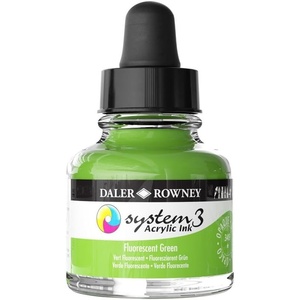 image:imageDalerRowney System3 Acrylic Ink Bottle Fluorescent Green 295ml  Versatile Acrylic Ink for Artists and Students  Opaque Calligraphy Ink for Drawing Illustrating Airbrushing Dip Pen Ink and More
