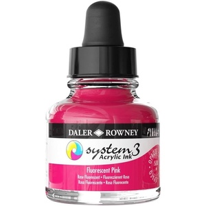 image:imageDalerRowney System3 Acrylic Ink Bottle Fluorescent Pink 295ml  Versatile Acrylic Ink for Artists and Students  Opaque Calligraphy Ink for Drawing Illustrating Airbrushing Dip Pen Ink and More