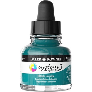 image:imageDalerRowney System3 Acrylic Ink Bottle Phthalo Turquoise 295ml  Versatile Acrylic Ink for Artists and Students  Opaque Calligraphy Ink for Drawing Illustrating Airbrushing Dip Pen Ink and More