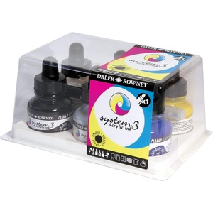 image:imageDalerRowney System3 Acrylic Ink Set of 6 Starter Colors Versatile Acrylic Ink for Artists and Students  Opaque Calligraphy Ink for Drawing Illustrating Airbrushing Dip Pen Ink and More