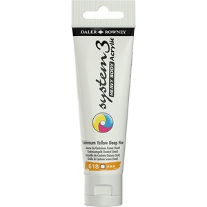 image:imageDaler Rowney System3 Cadmium Yellow Deep Hue Heavy Body Acrylic Paint 59ml  Art Paint for Artists and Students  Artist Paint for Canvas Murals and More  Thick Acrylic Paint for All Skill Sets
